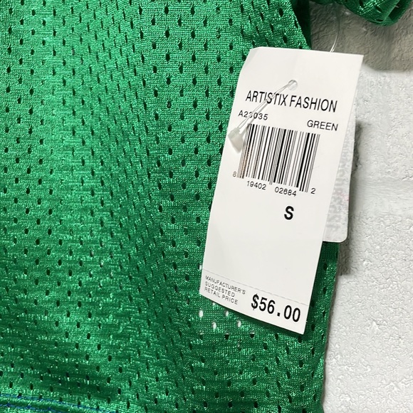 NWT (S) ARTISTIX perforated breathable crop sports Royal blue green color-block - Picture 2 of 8